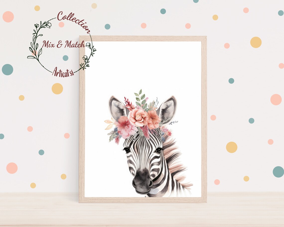 Zebra Nursery Decor, Watercolor Animal Painting