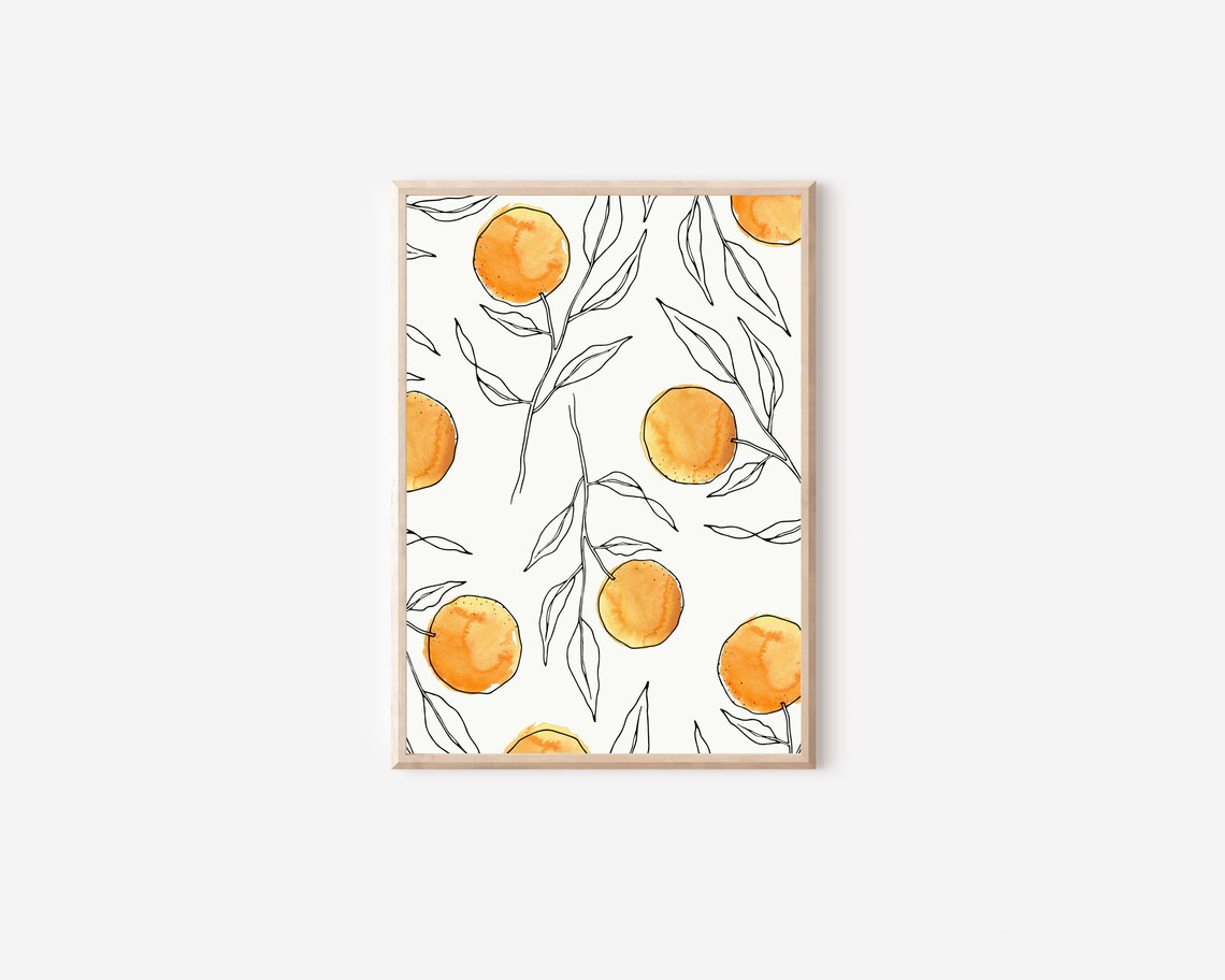 Orange Citrus Line Art Print, Modern Kitchen Decor - Image 4