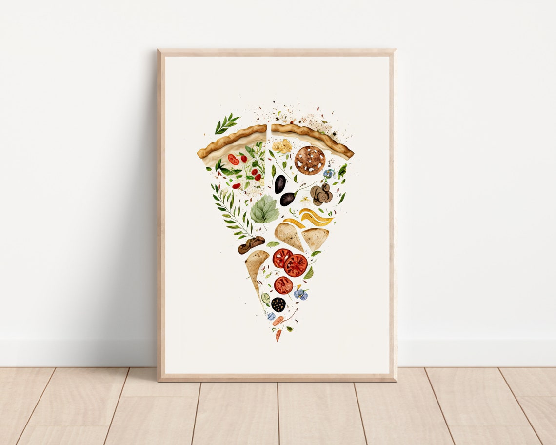 Pizza Wall Art Print, Boho Kitchen Wall Decor