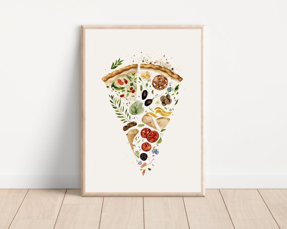 Pizza Wall Art Print, Boho Kitchen Wall Decor