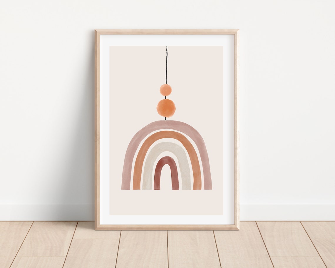 Boho Minimalist Terracotta Rainbow Nursery Poster Print