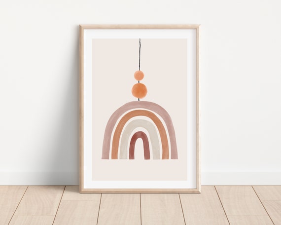 Boho Minimalist Terracotta Rainbow Nursery Poster Print