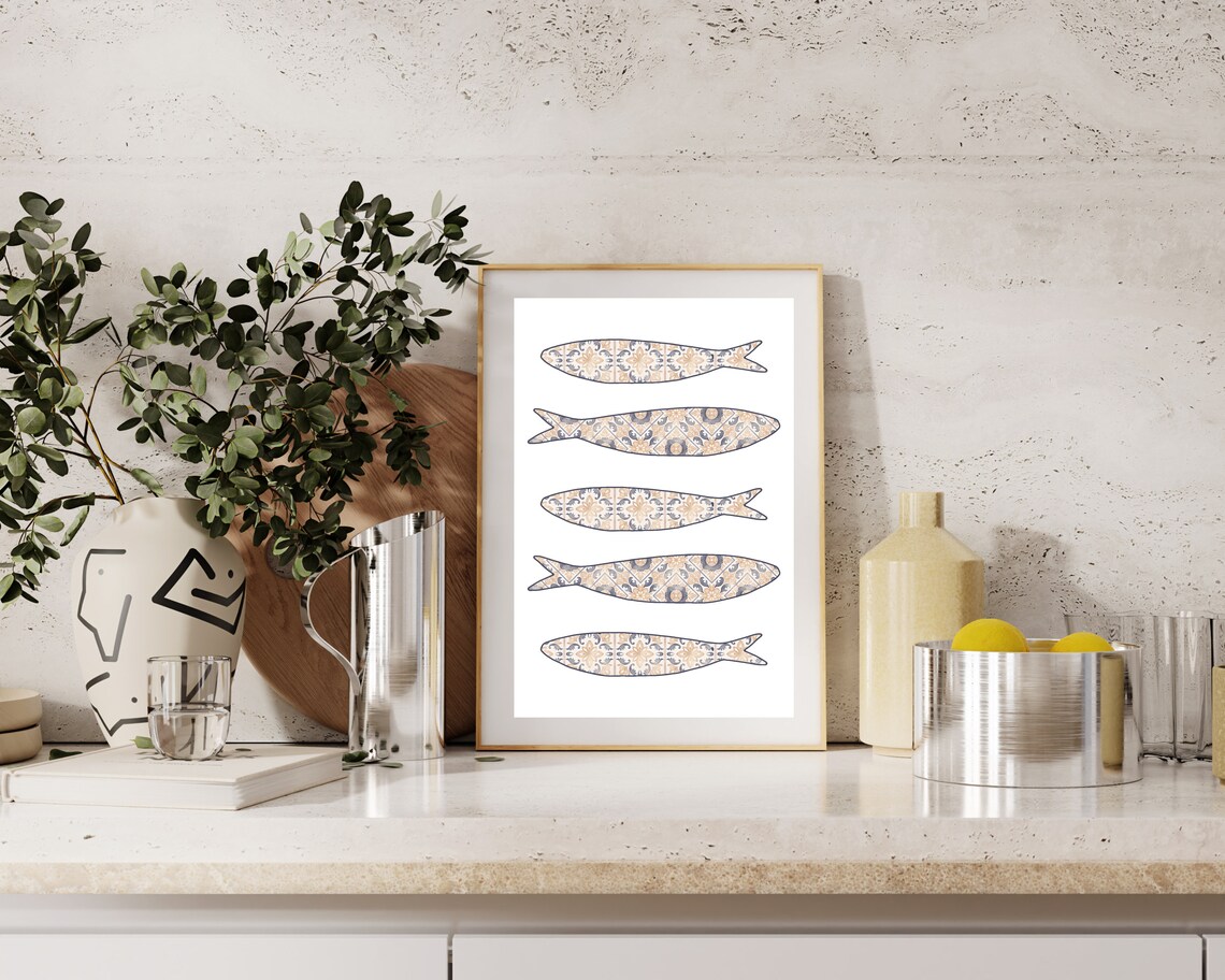 Boho Sardine Poster, Mediterranean Kitchen Wall Art - Image 2