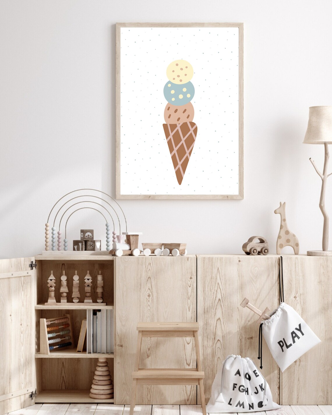 Modern Nursery Ice Cream Cone Poster Print - Image 3