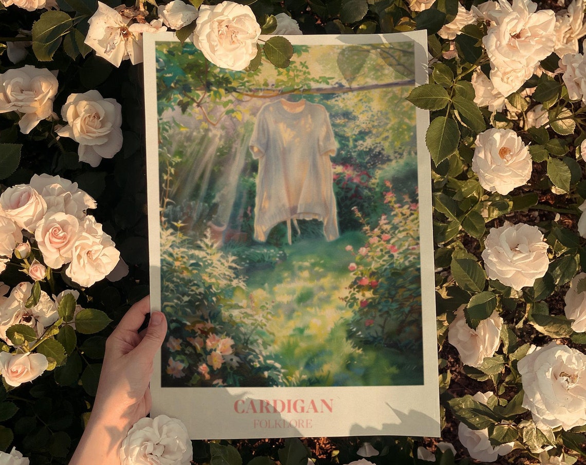 Taylor Swift Cardigan Folklore Watercolor Rose Garden Music Poster