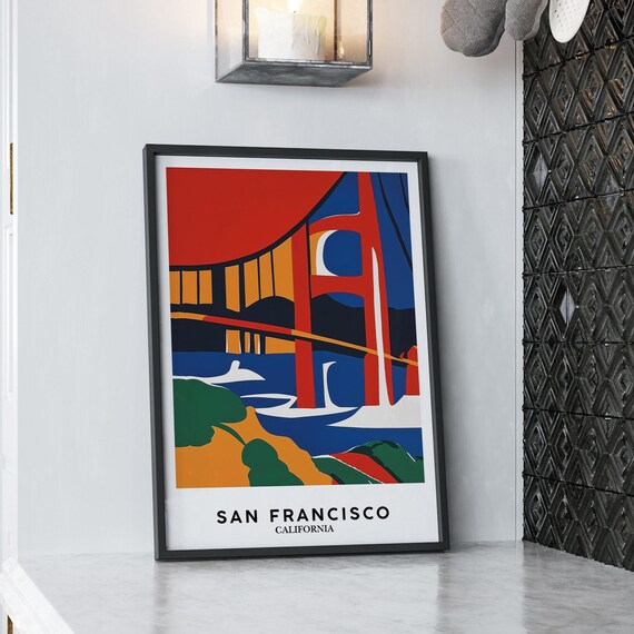 Golden Gate Bridge Matisse Style San Francisco Travel Art Poster