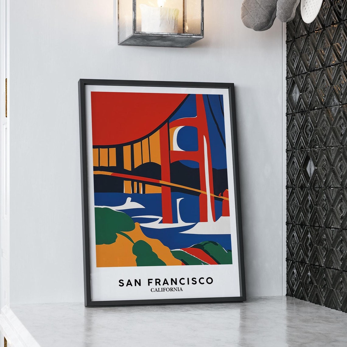 Golden Gate Bridge Matisse Style San Francisco Travel Art Poster