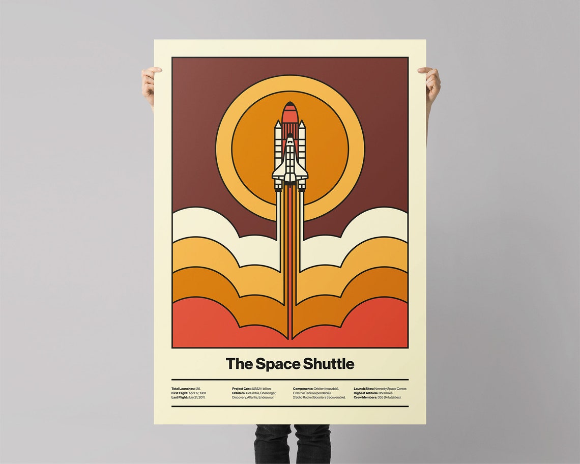 The Space Shuttle Retro Launch Sun Vintage NASA Style Art Poster - Image 3