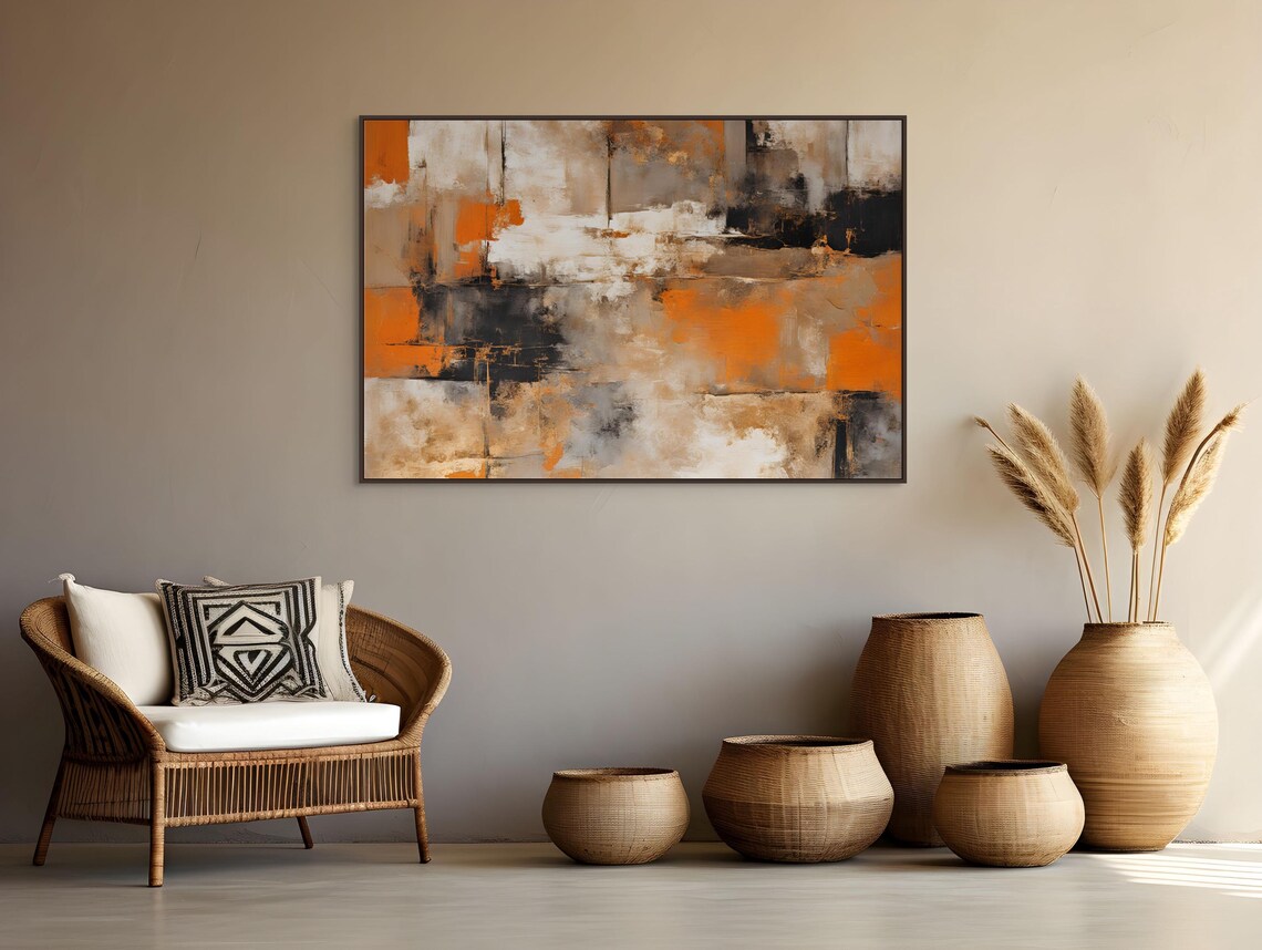 Orange Gold Beige Abstract Wall Art, Modern Art Print - Image 3