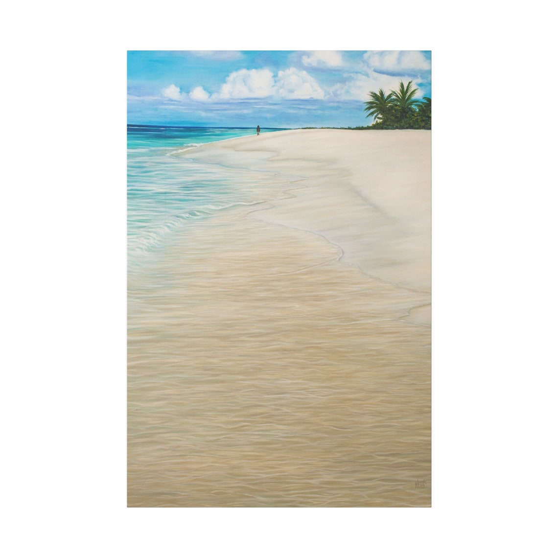 White Sand Beach Gentle Turquoise Waves Palm Trees Serene Shore Poster - Image 5