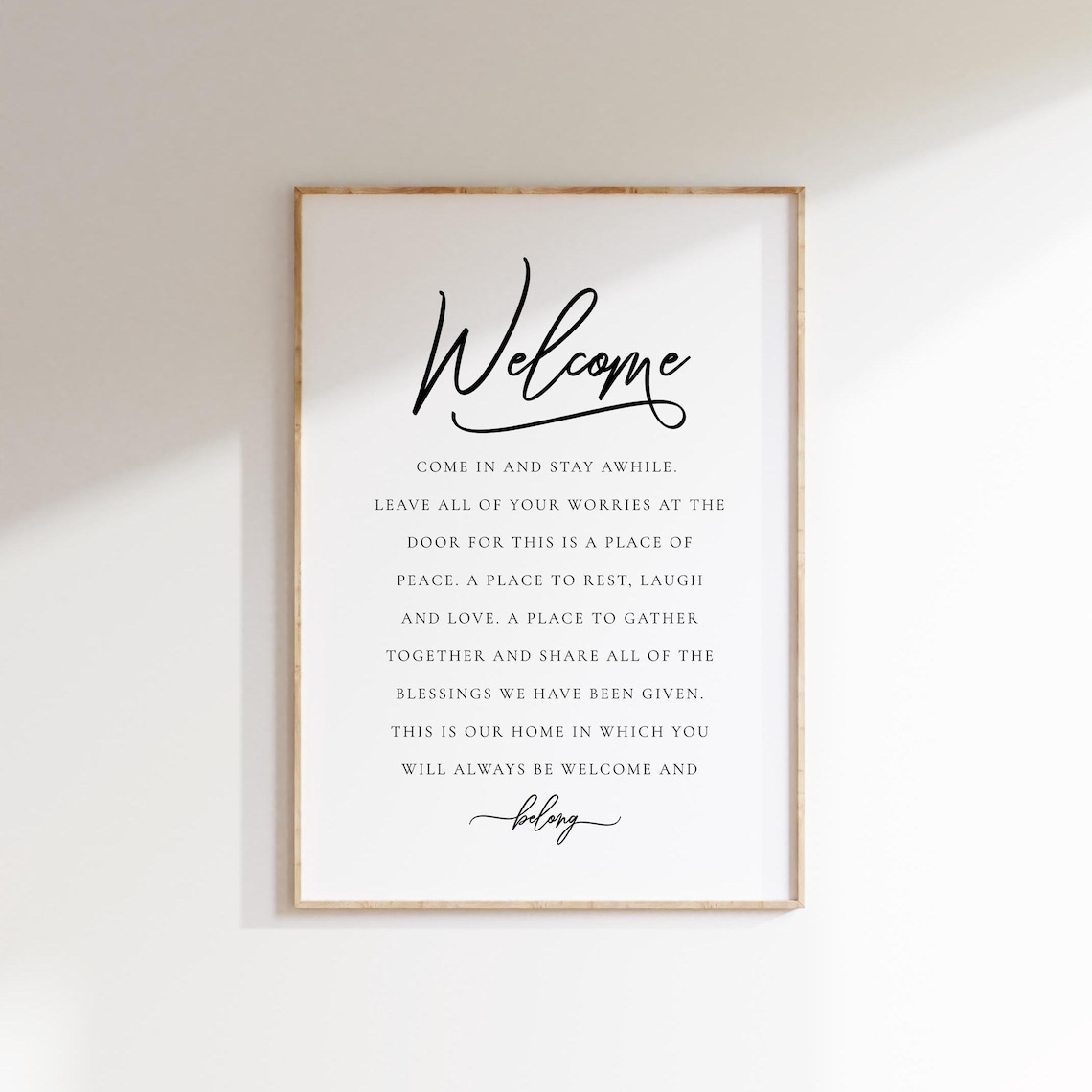 Welcome Come In Stay Awhile Quote Wall Art Print