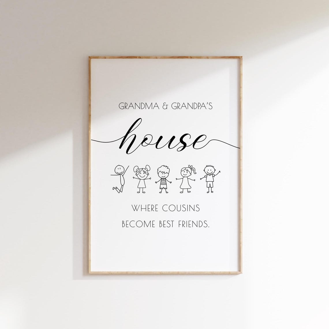Grandma Grandpas House Where Cousins Become Best Friends Grandparents Gift Grandparents Print Entryway Wall Art Living Room Wall Art - Image 3