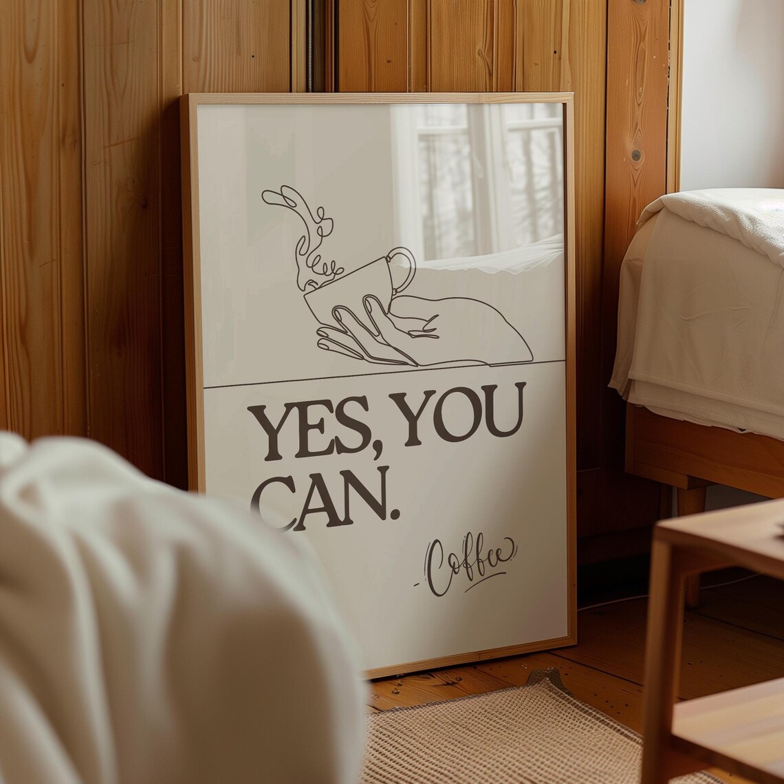 Yes You Can Coffee Art Print, Coffee Lover Gift