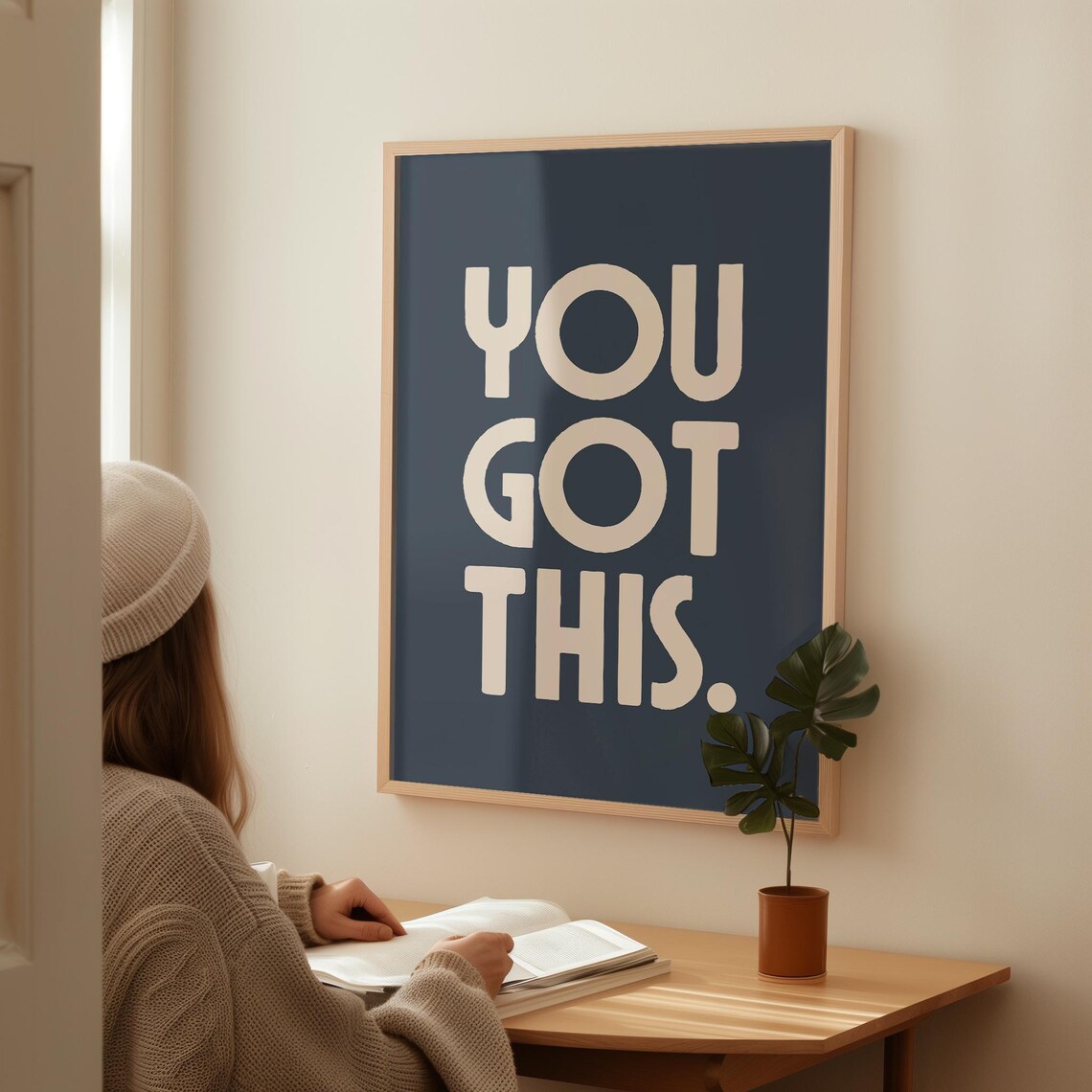 You Got This Bold Cream Lettering Navy Blue Modern Motivational Poster - Image 3