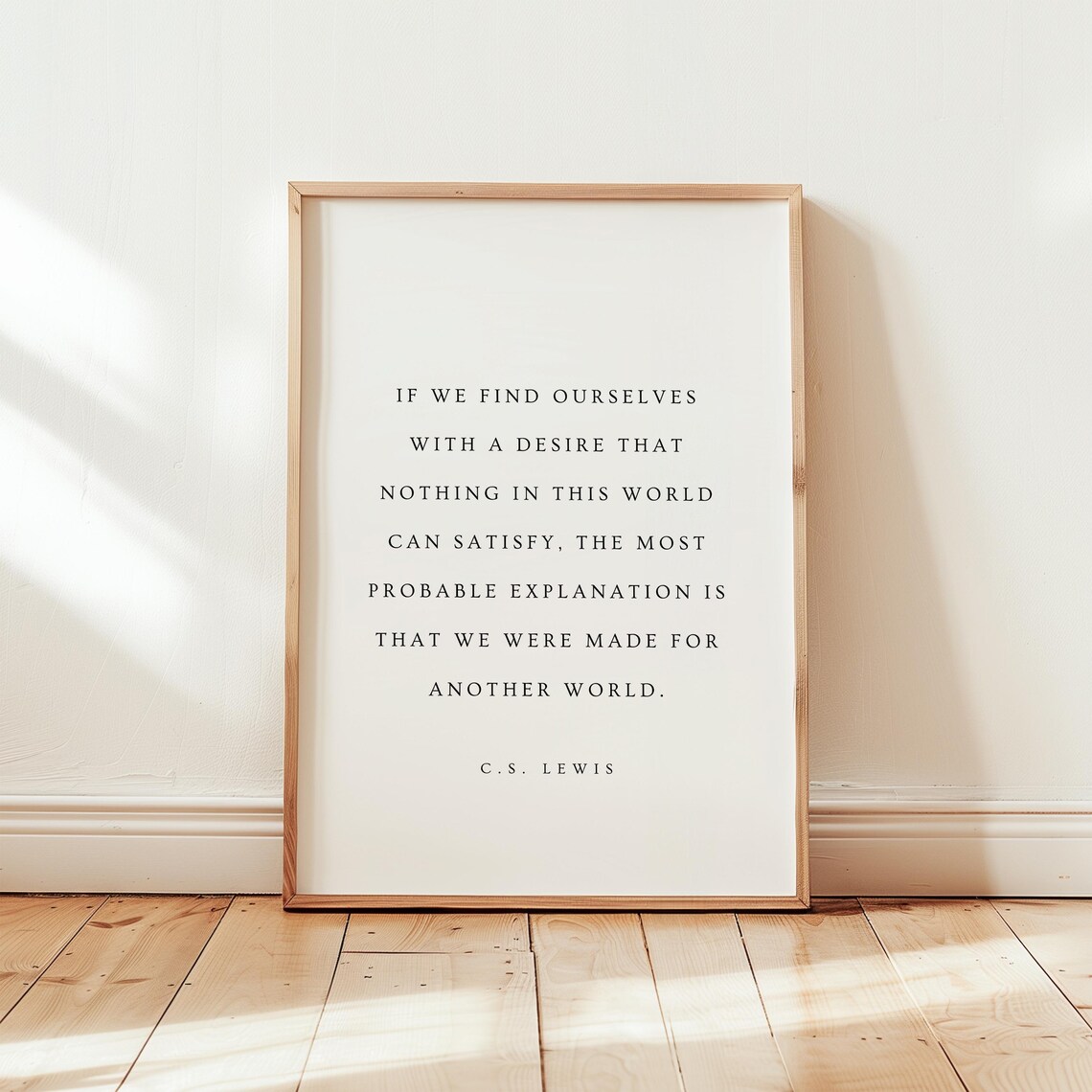 C.S. Lewis Made For Another World Quote Minimal White Wall Poster - Image 3