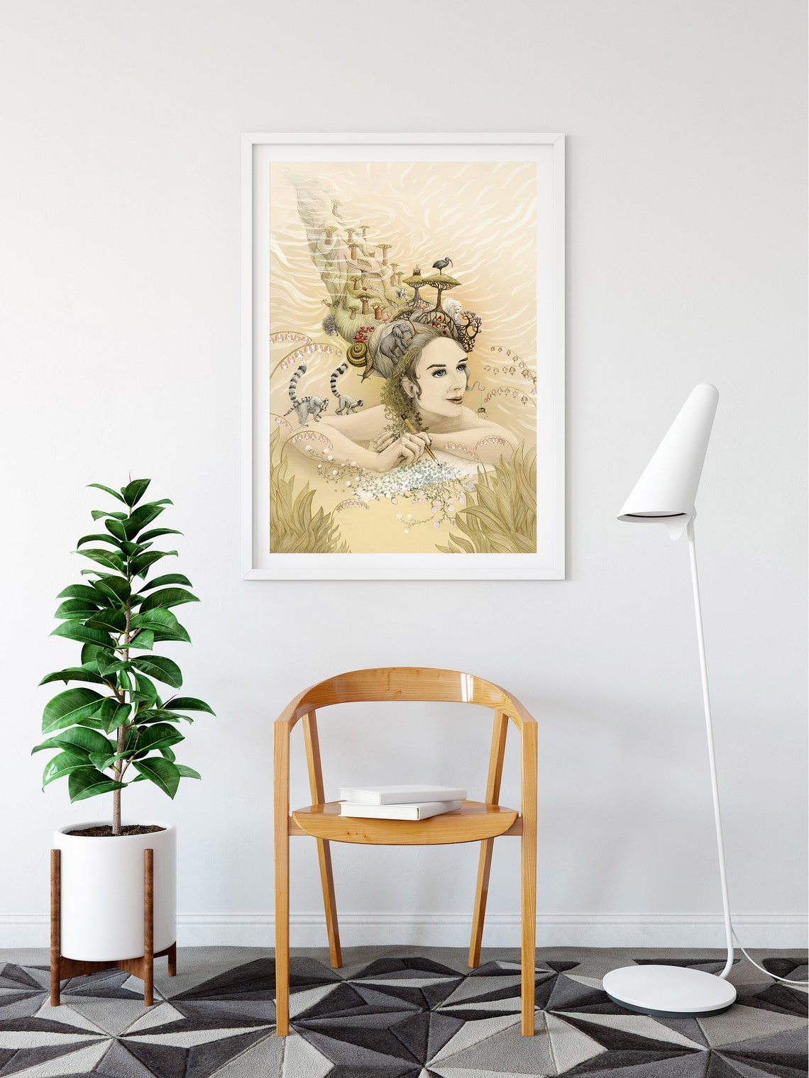 Print File Instant Jpg Nature Princess Art Poster Animal Africa Lemur Tree Snail Flamingo Bird Mushroom Woman - Image 3