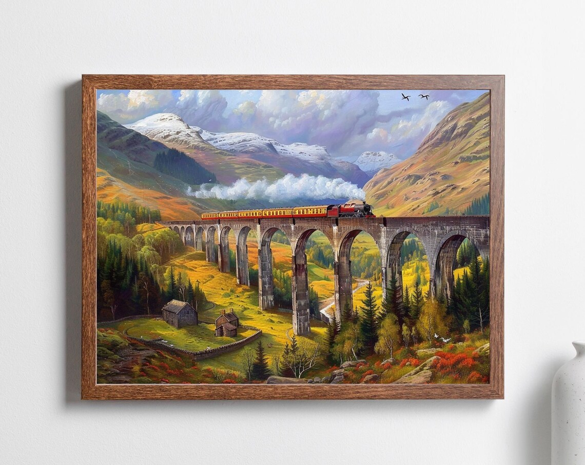 Glenfinnan Viaduct Scotland Travel Poster, Landscape