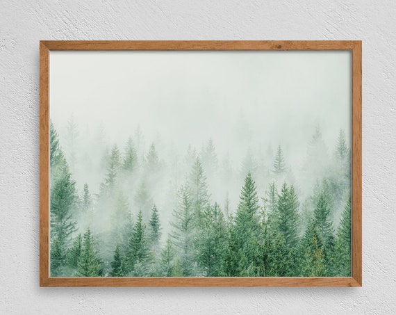 Minimalist Forest Print, Rustic Cabin Wall Art