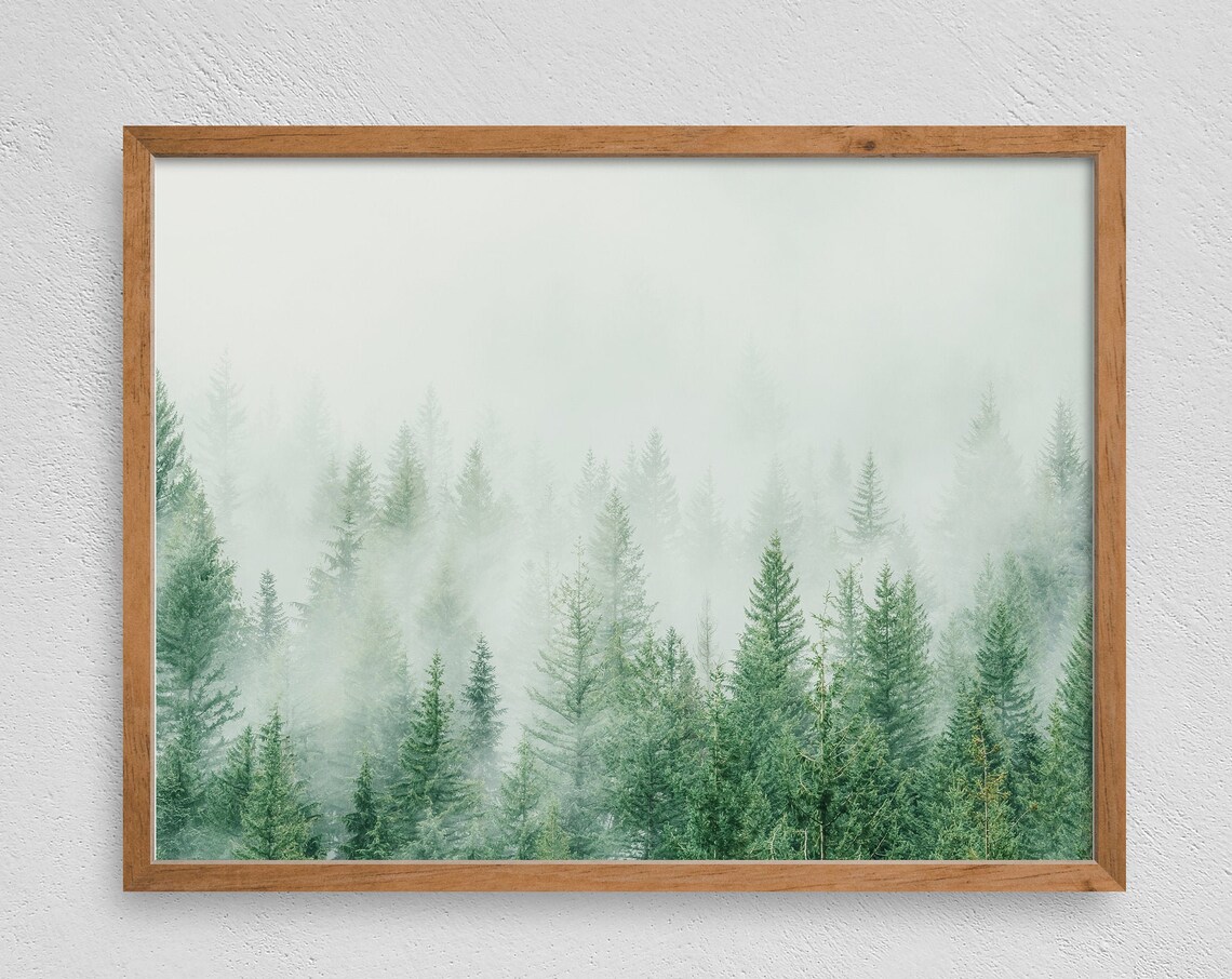 Minimalist Forest Print, Rustic Cabin Wall Art