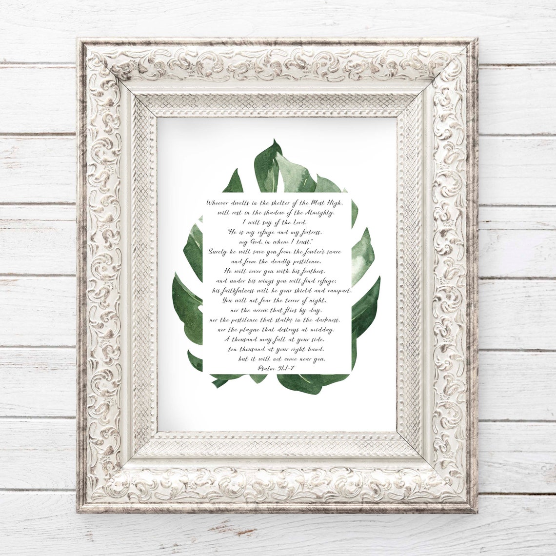 Psalm 91 1 7 Shelter Of The Most High Monstera Leaf Scripture Poster - Image 3