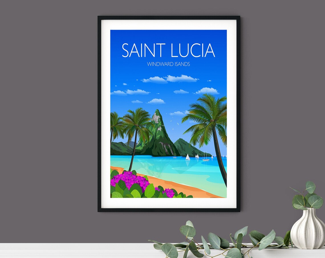 Saint Lucia Travel Poster, Caribbean Travel Print - Image 3