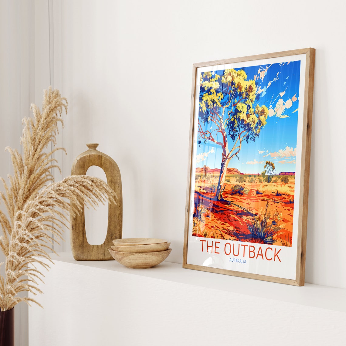 Australian Outback Red Desert Eucalyptus Tree Travel Art Poster - Image 2