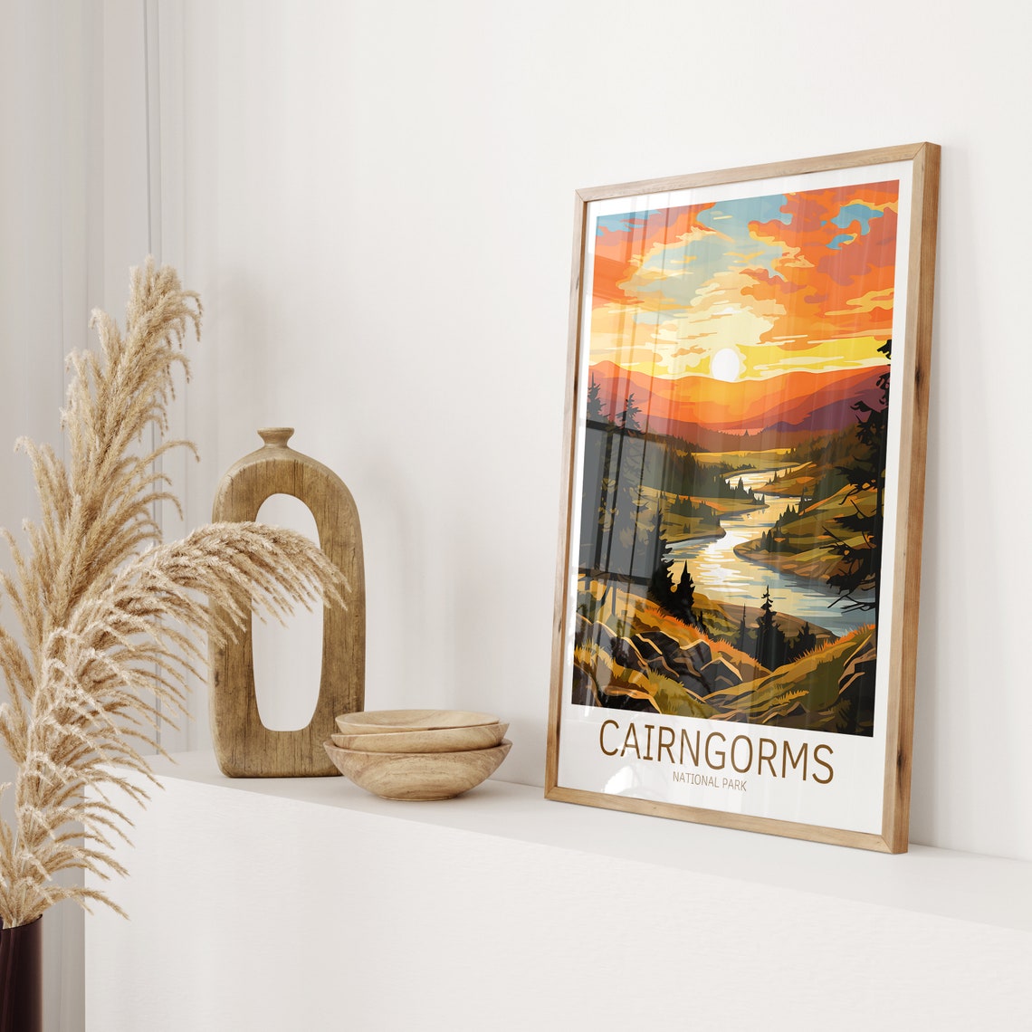 Cairngorms National Park Scotland Sunset River Valley Landscape Poster - Image 2
