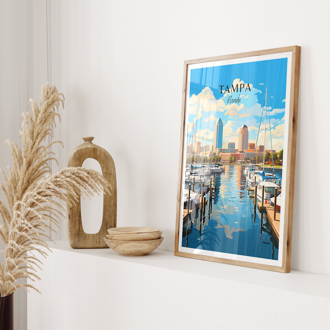Tampa Florida Harbor Marina Sailboat Travel Poster for Home Decor - Image 2