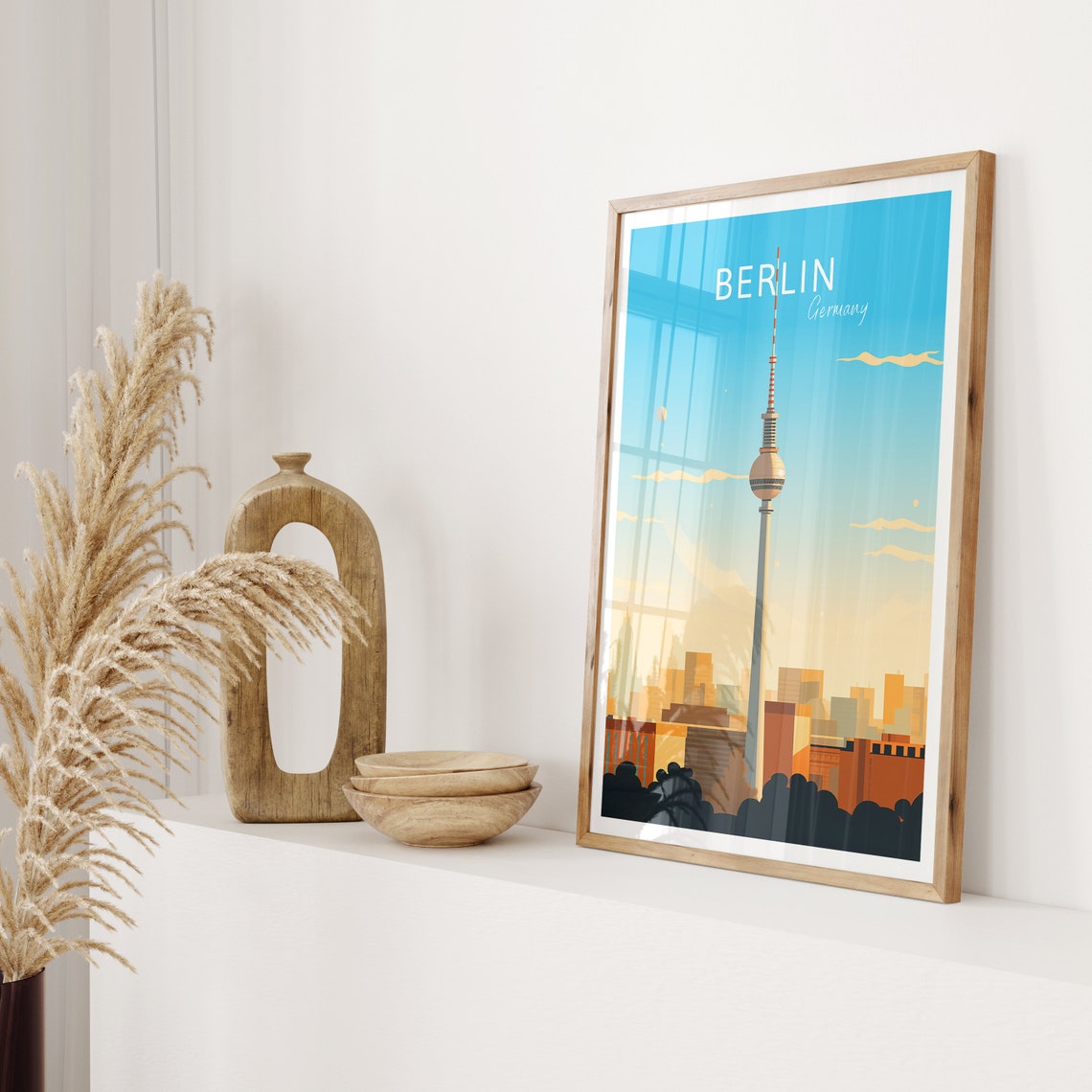 Berlin Germany Television Tower City Skyline Vintage Travel Poster - Image 2