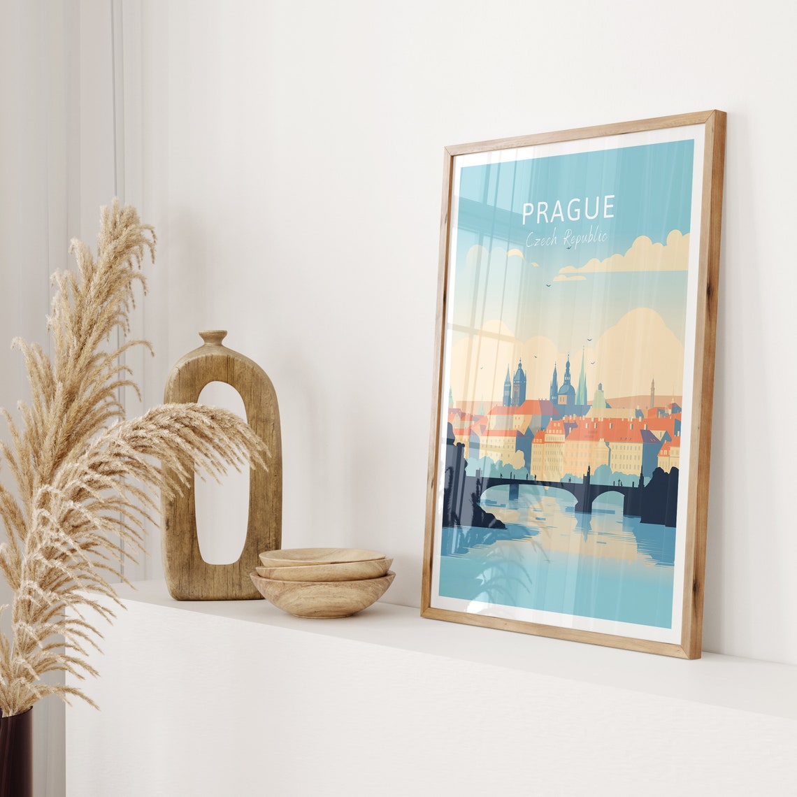 Prague Czech Republic Old Town Bridge River Sunset Travel Poster - Image 2