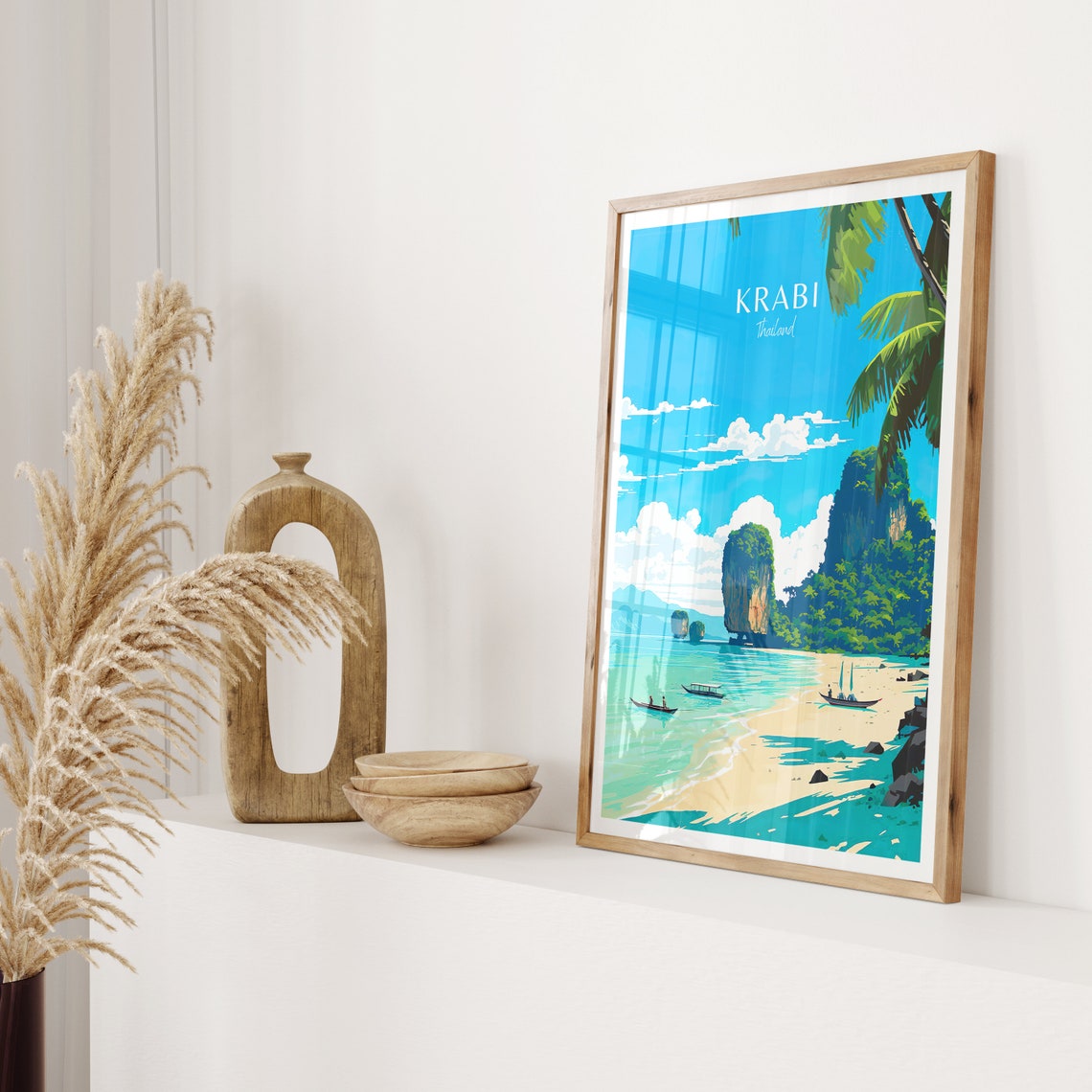 Krabi Travel Poster Thailand Poster Krabi Vintage Poster Travel Poster Krabi Retro Poster Krabi Travel Gift Wall Art Print - Image 2