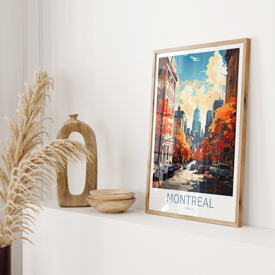 Montreal Canada Autumn Street Orange Trees Downtown City Poster - Image 2