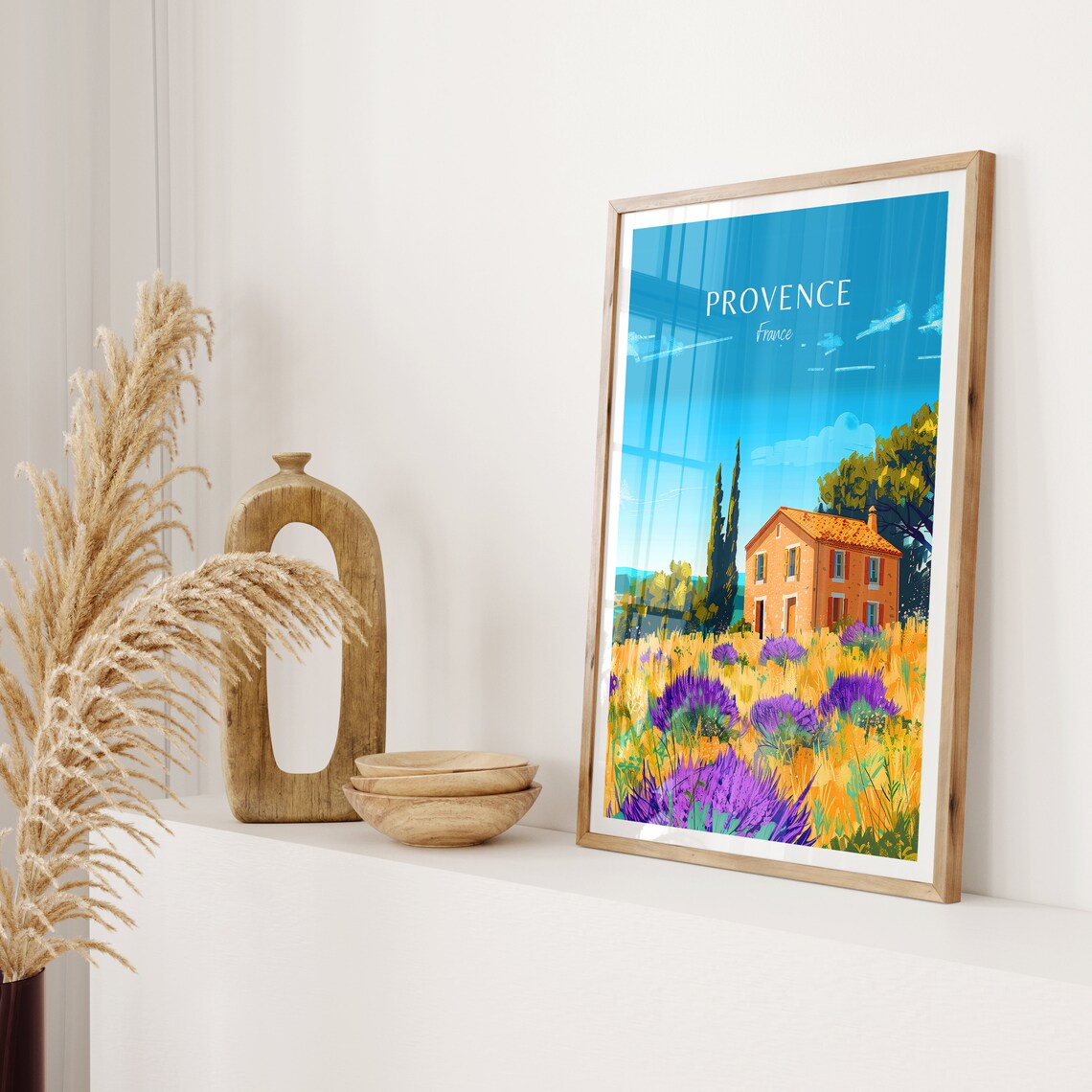 Provence France Stone Farmhouse Golden Meadow Travel Art Poster - Image 2