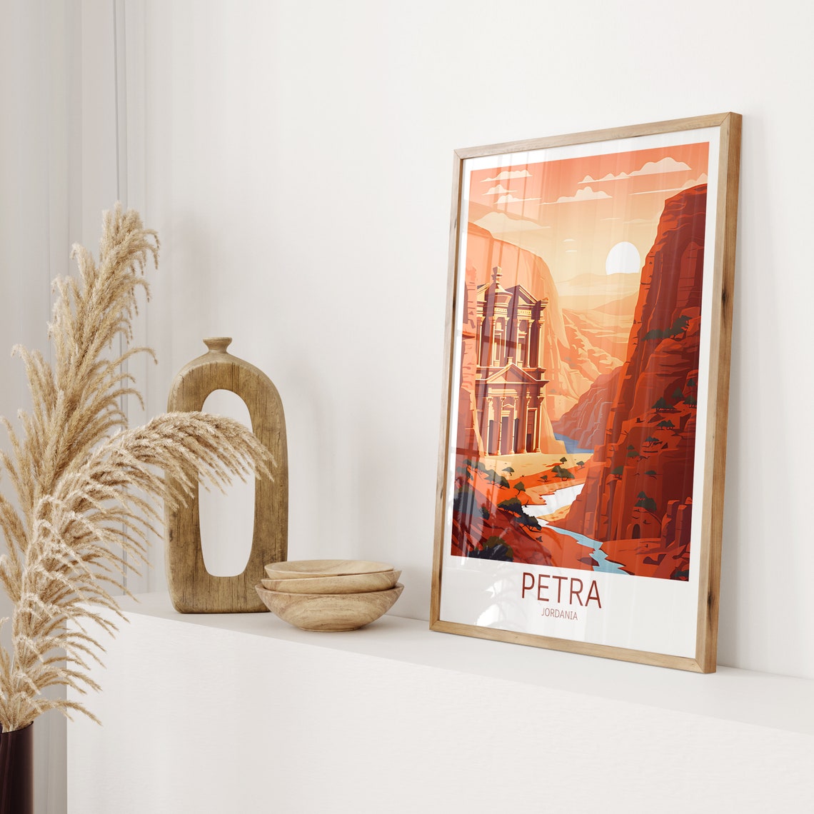 Petra Jordan Desert Treasury Ancient Red Rock Canyon Sunset Poster - Image 2