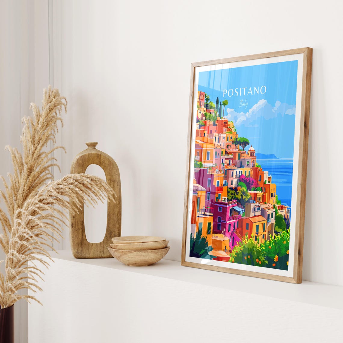 Positano Italy Colorful Amalfi Coast Cliffside Village Poster - Image 2