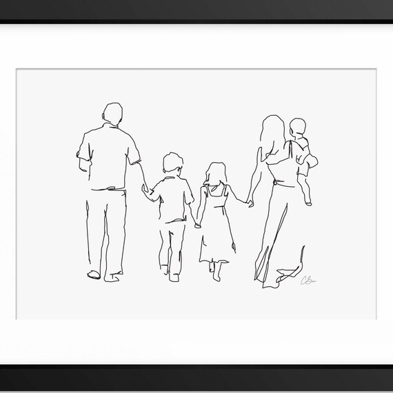 Family Print Family Drawing Family Illustration Family Portrait Family Line Art Mothers Day Print Gift For Mum Mom Family Gift