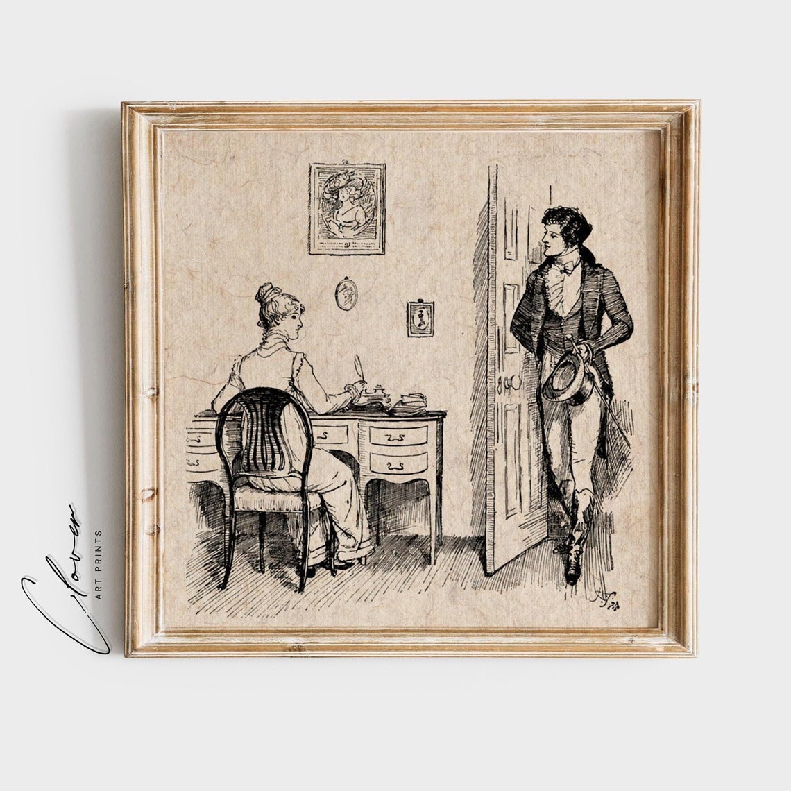 Pride and Prejudice Vintage Pen and Ink Writing Desk Scene Poster