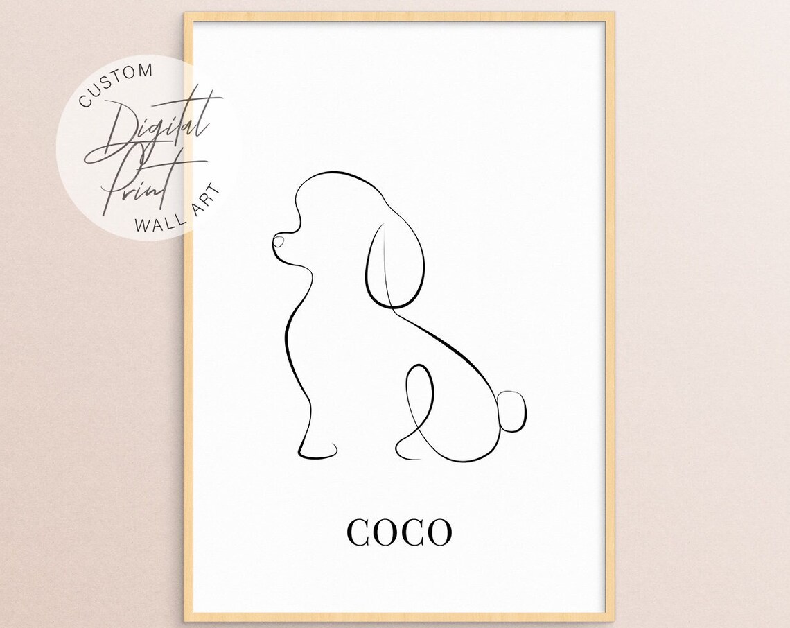 Customisable Poodle Line Drawing, Elegant Dog Poster