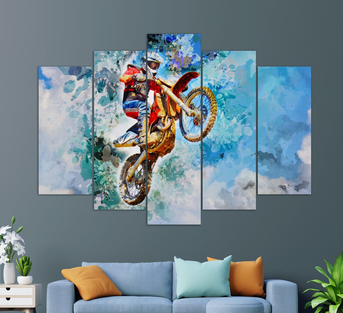 Dirt Bike Jump Motocross Art Print, Extreme Sports - Image 2