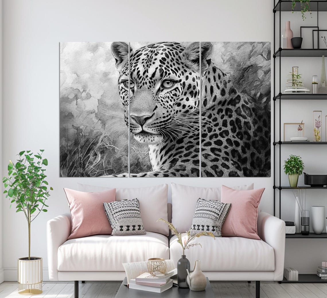 Beautiful Leopard Close Up Portrait Watercolor Wild Animal Art Print - Image 3
