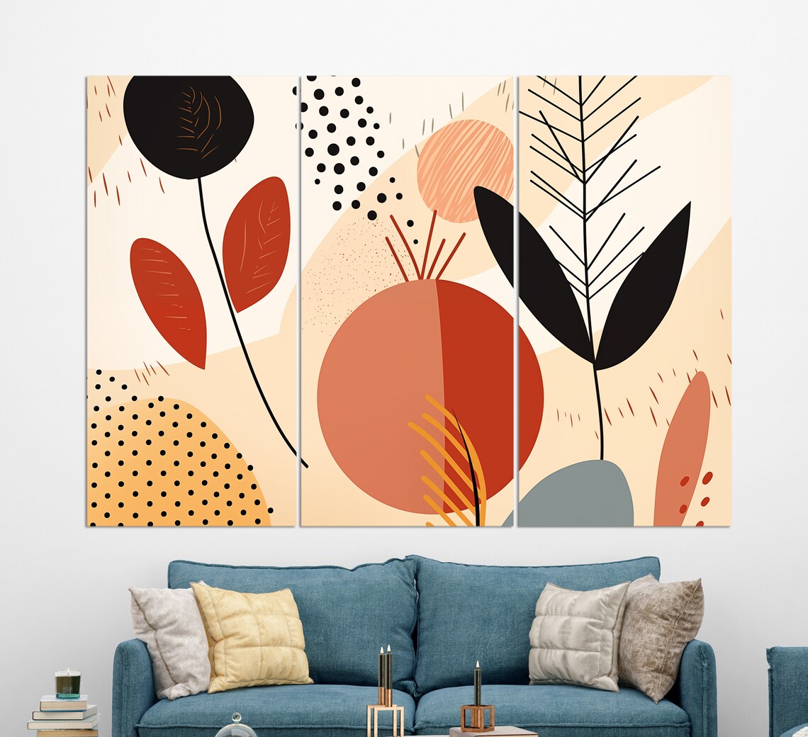 Boho Flowers Painting, Minimalist Wall Decor - Image 3