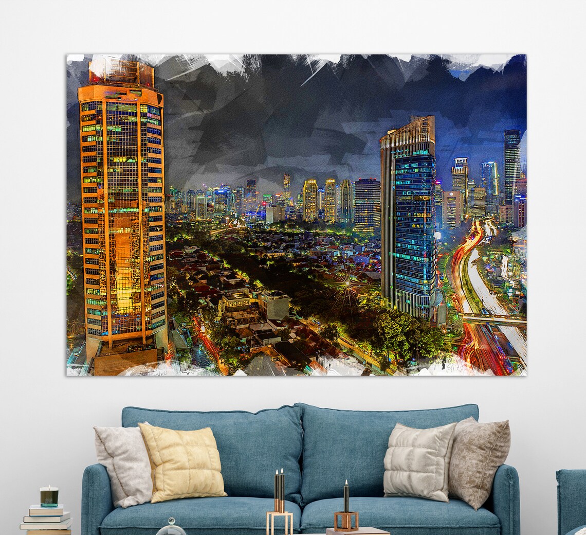 Jakarta Indonesia Wall Art Print, Abstract Modern - Image 2