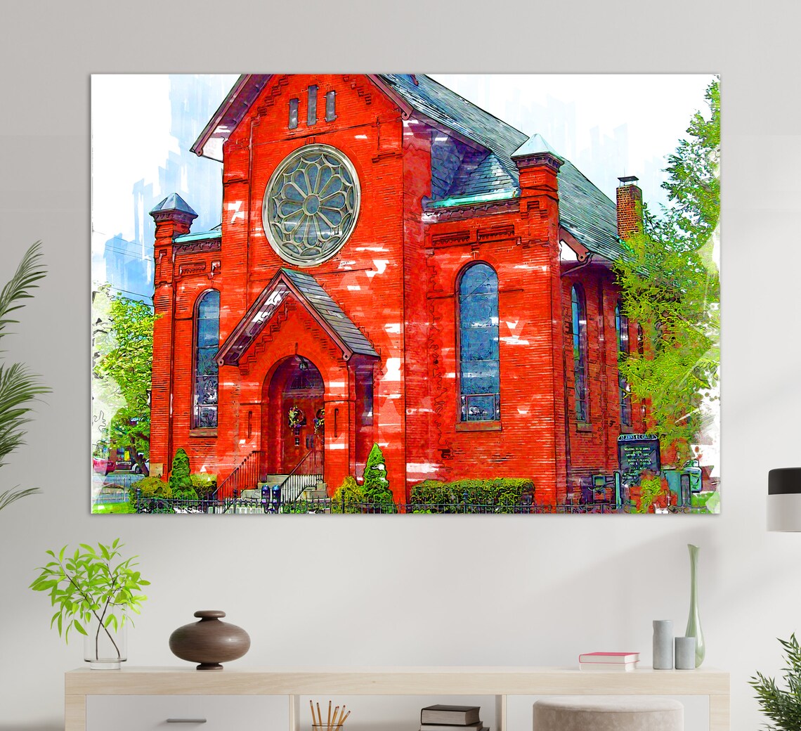 St John The Baptist Church Newark Red Brick Rose Window Painting Poster