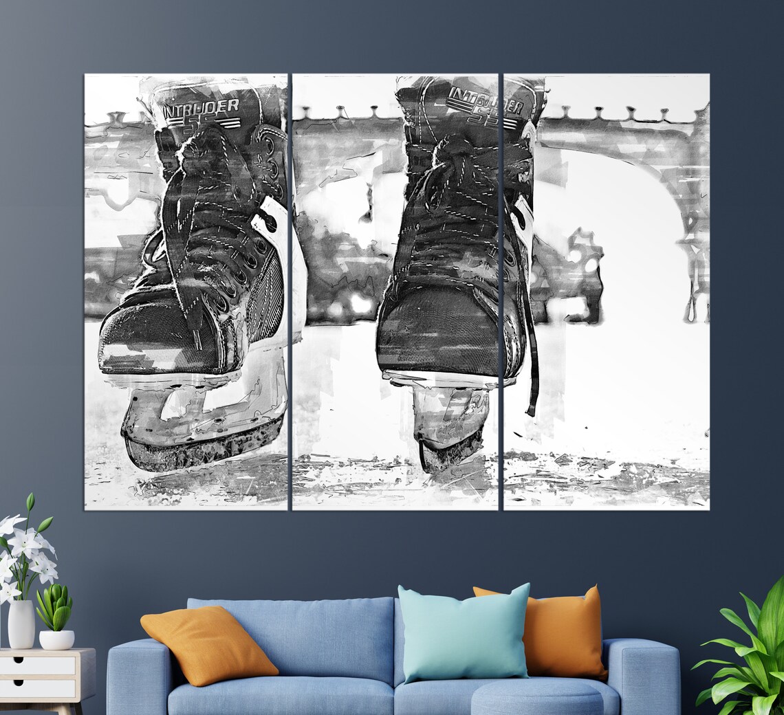 Abstract Ice Hockey Skates Art Print, Modern Decor - Image 2