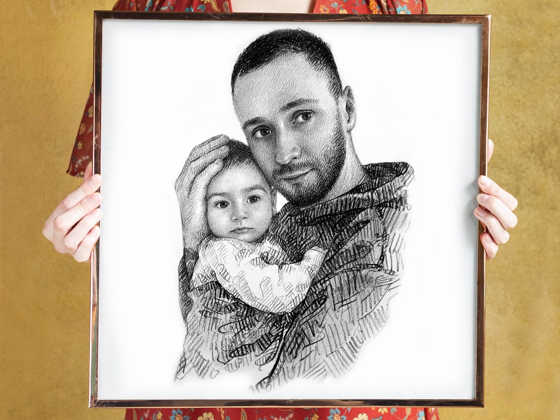 New Dad Gift From Wife, Personalized Portrait