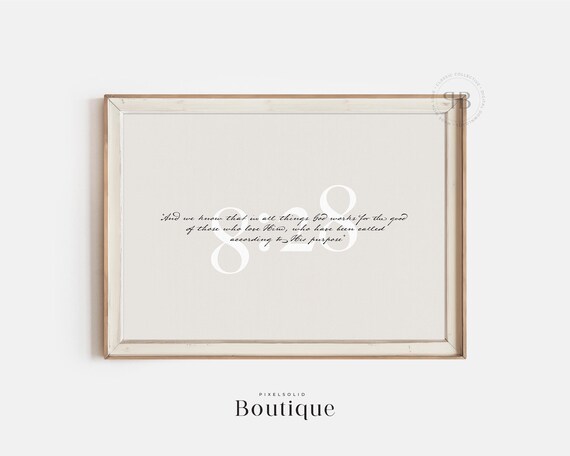 Romans 828 Bible Verse Wall Art Christian Calligraphy Print Inspirational Religious Decor Gods Purpose Quote For Home No503