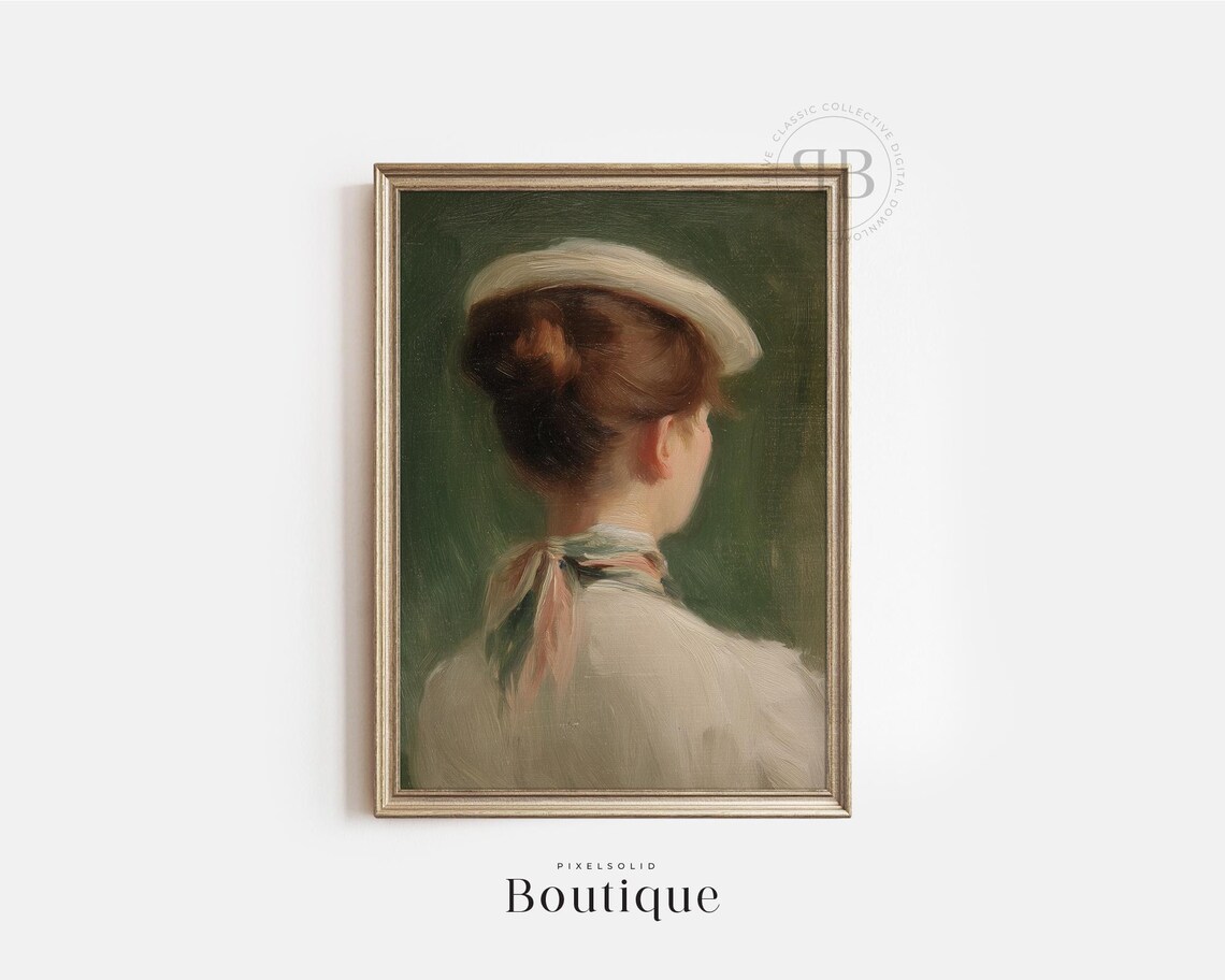 Woman in White Beret Classical Oil Painting Portrait Wall Poster