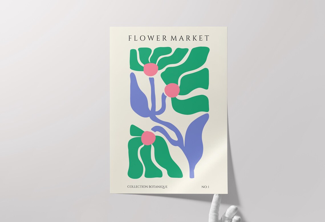 Flower Market Green Purple Abstract Botanical No 1 Modern Poster