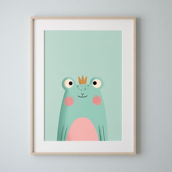 Nursery Wall Art Print Frog With Crown