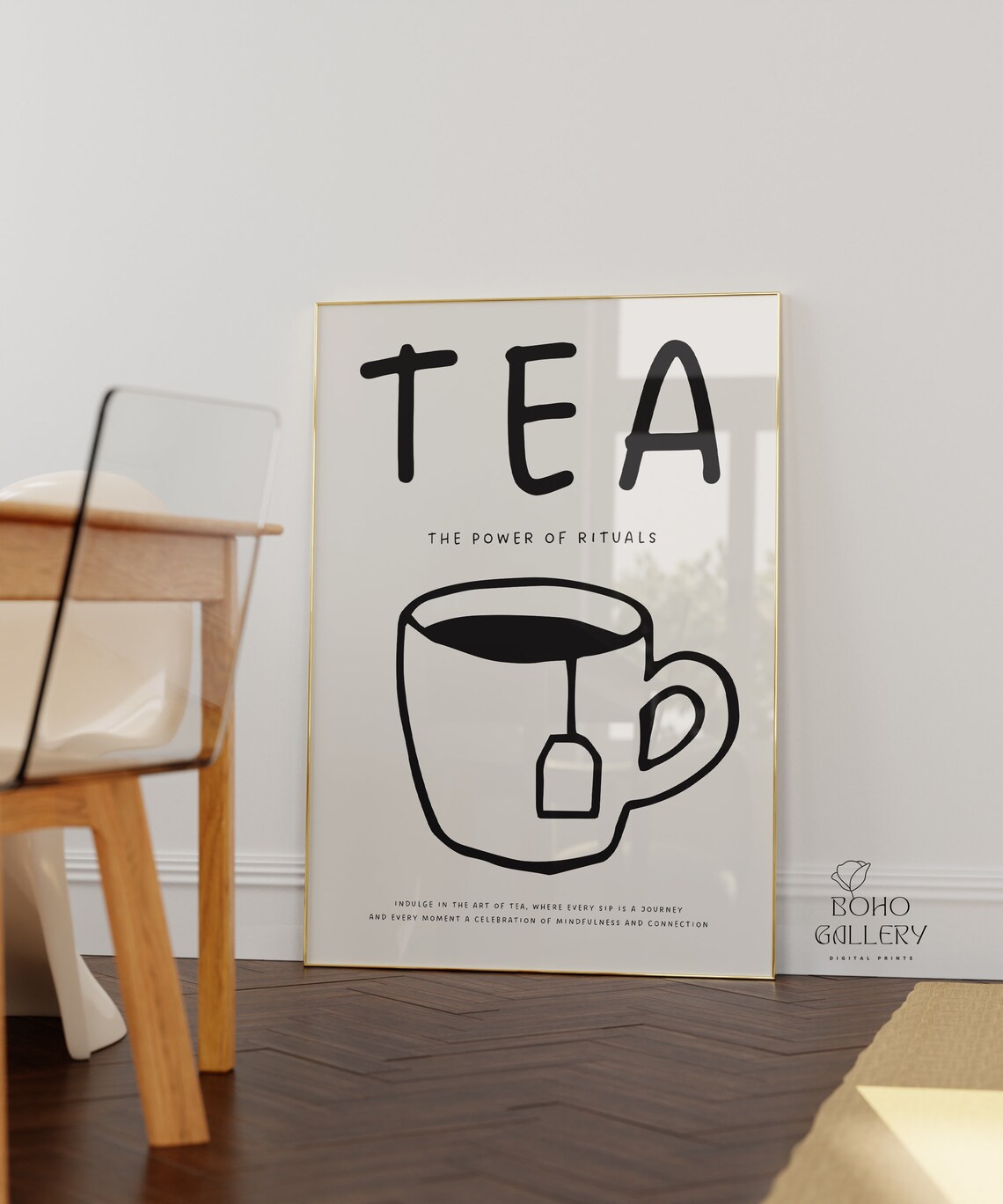 Cup of Tea Minimalist Line Art Poster, Dining Room - Image 3